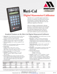Thumbnail of document Data Sheet - Meri-Cal Digital Manometer Calibrator
